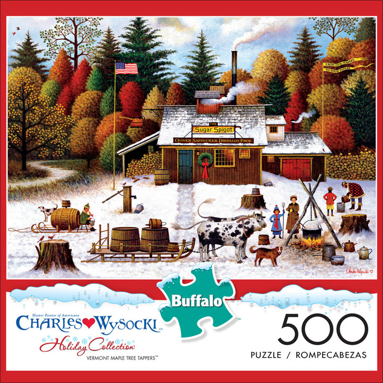 Charles Wysocki Vermont Maple Tree Tappers 500 Piece Jigsaw Puzzle Front