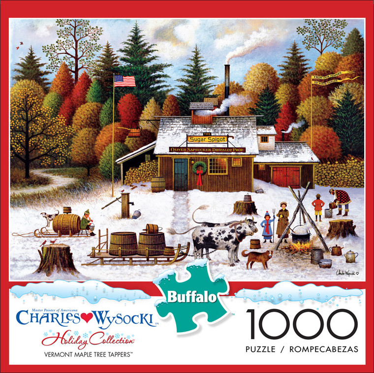 Charles Wysocki Vermont Maple Tree Tappers 1000 Piece Jigsaw Puzzle Front