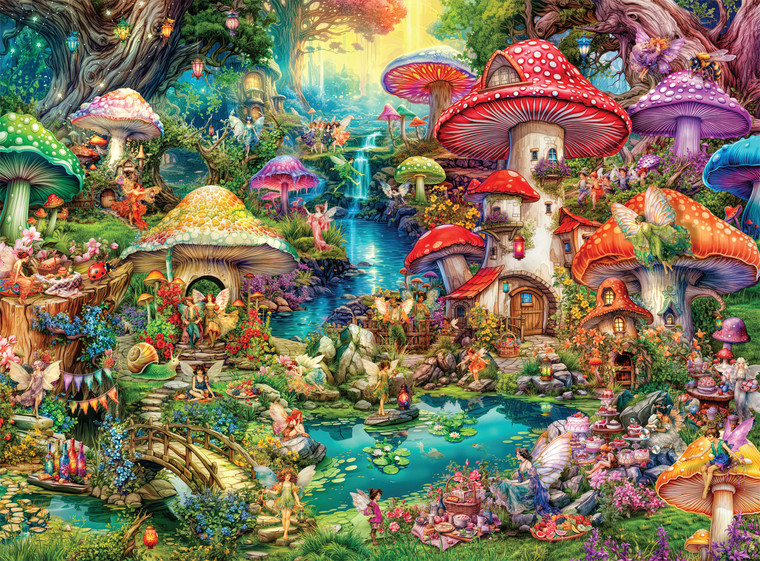 Aimee Stewart:  Merry Mushroom Village Picnic 1000 Piece Puzzle