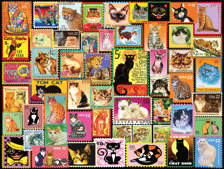 Cats: Cats on Stamps 750 Piece Puzzle