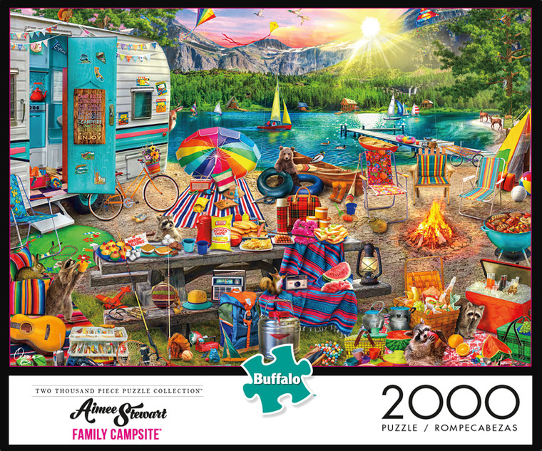 Aimee Stewart Family Campsite 2000 Piece Jigsaw Puzzle Box