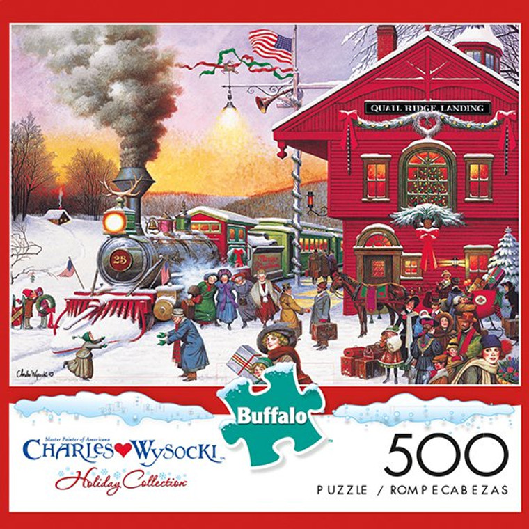 Charles Wysocki Whistle Stop Christmas 500 Piece Jigsaw Puzzle Box